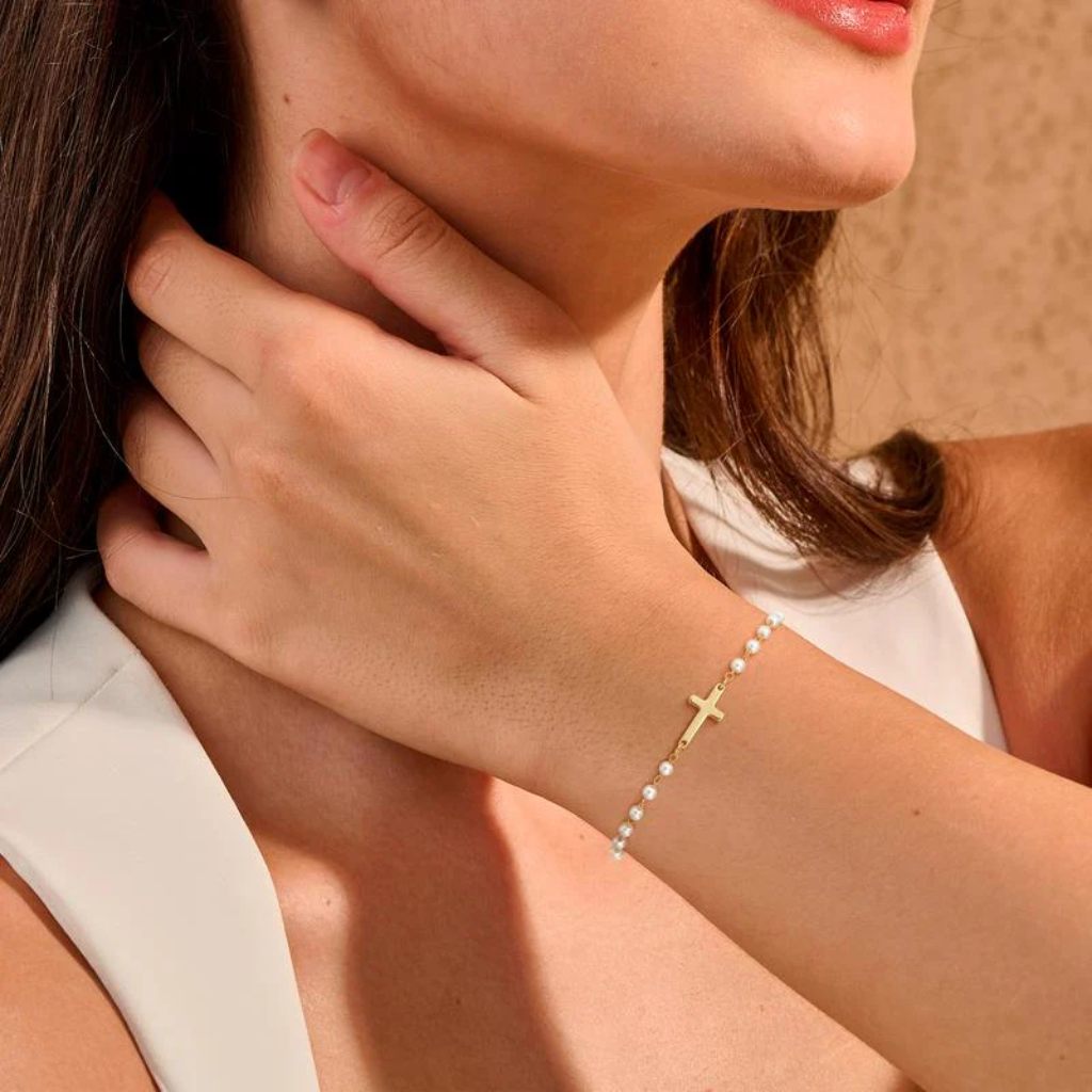 Eternal Pearl Bracelet with Cross | Women