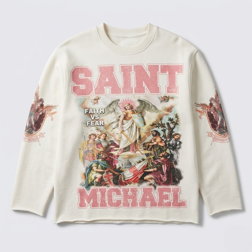 Saint Michael Longsleeve T-Shirt | Oversized Streetwear-Tithesource-