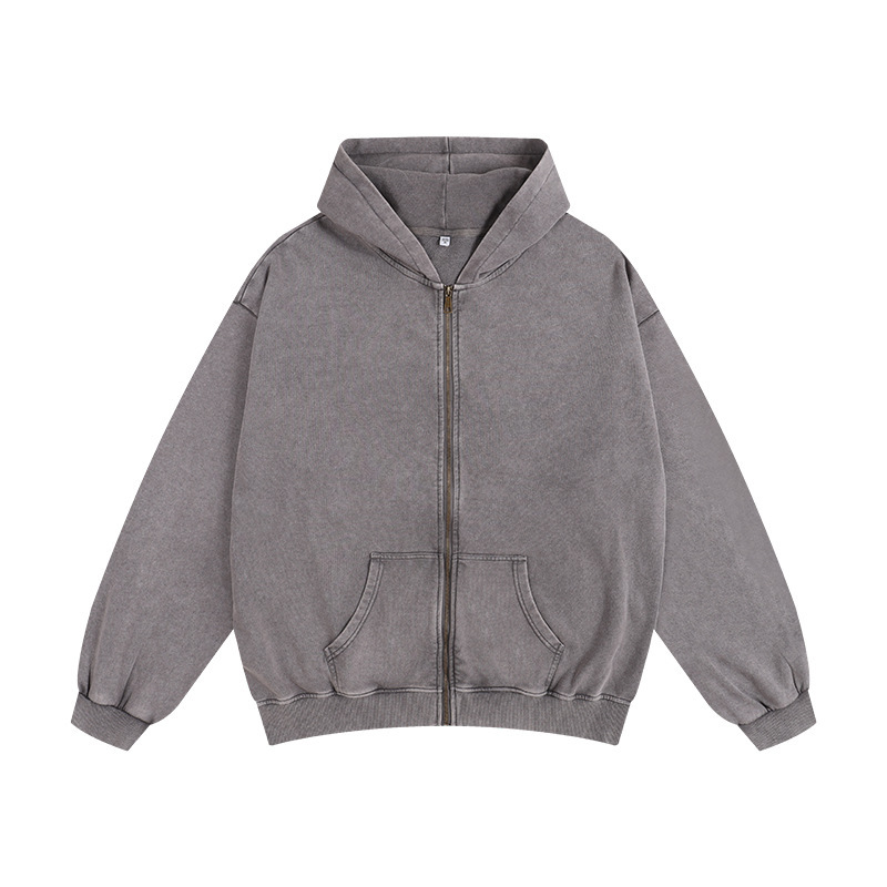 Oversized Heavy Zip Up Hoodie - Washed Finish