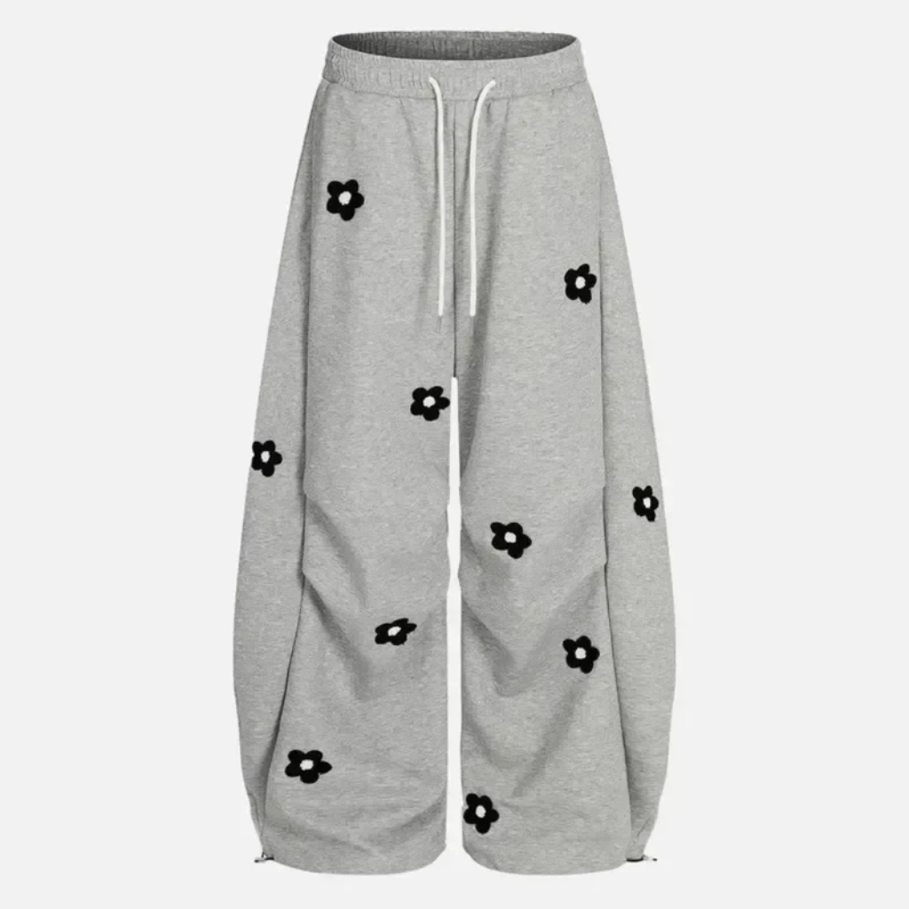 Wide Leg Sweatpants Women Baggy Barrel Flower Print Streetwear