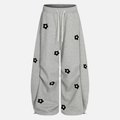 Wide Leg Sweatpants Women Baggy Barrel Flower Print Streetwear