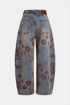 Baggy Jeans Women - Floral Print High Waist Denim-Tithesource-