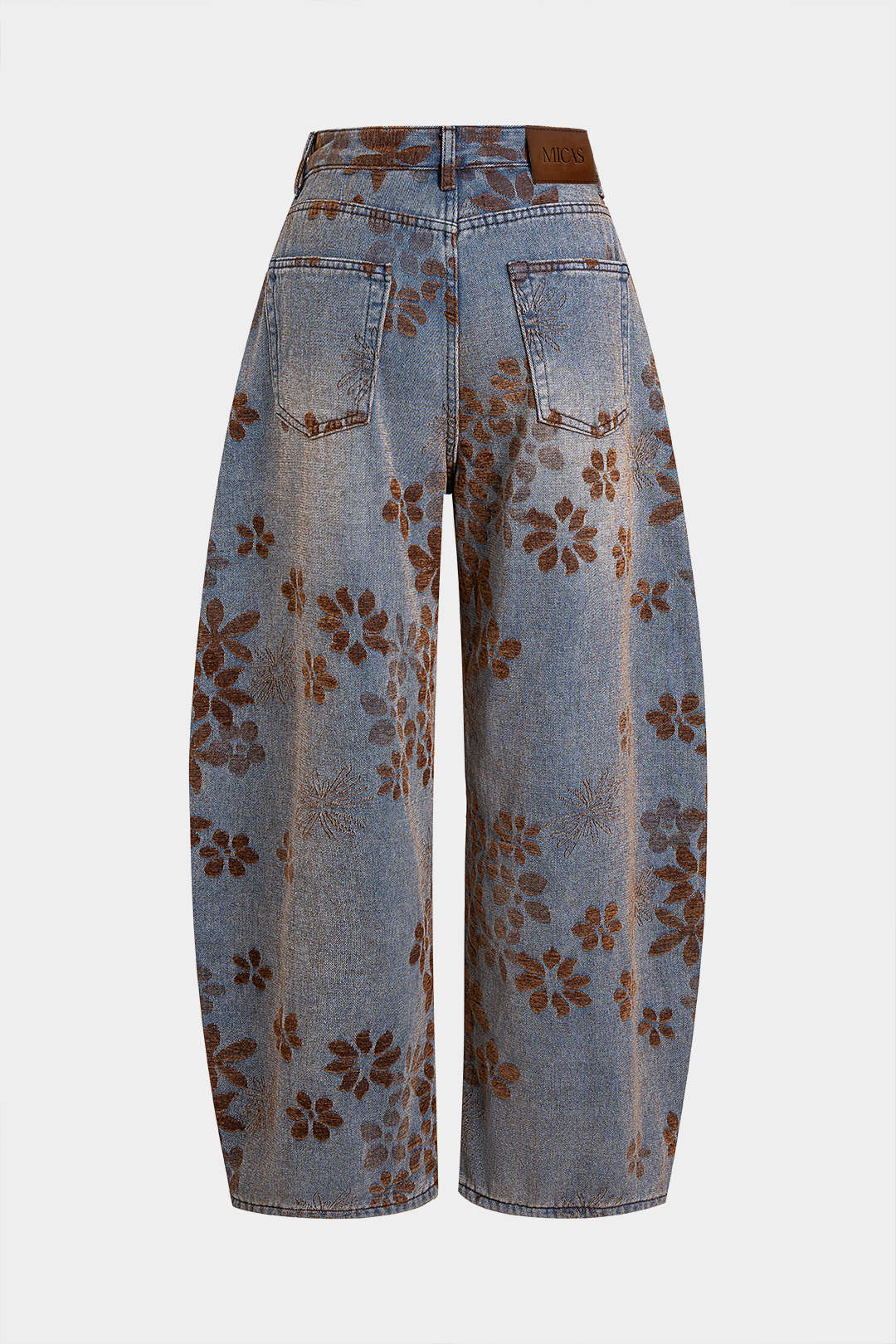 Baggy Jeans Women - Floral Print High Waist Denim-Tithesource-