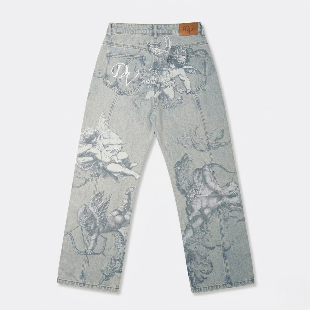 Y2k Angel Baggy Jeans Retro Streetwear Cupids Arrow-Tithesource-