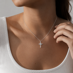 Crown Cross Pendant Necklace | Classic Steel Chain