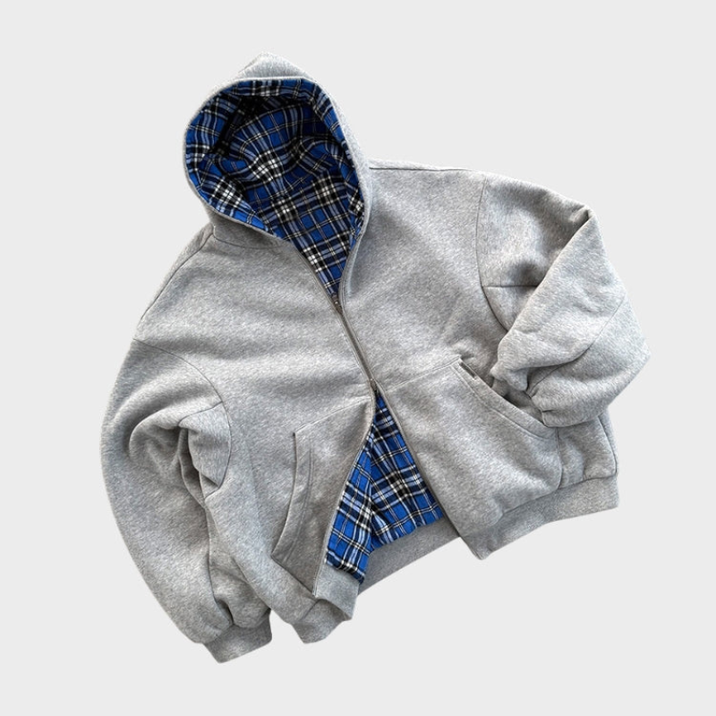 Oversized Zipper Hoodie Reversible Streetwear Y2K