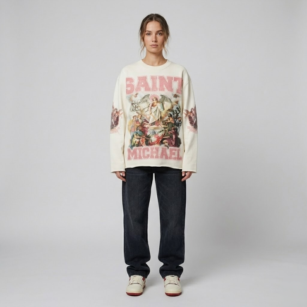 Saint Michael Longsleeve T-Shirt | Oversized Streetwear-Tithesource-