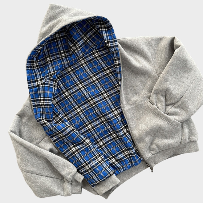 Oversized Zipper Hoodie Reversible Streetwear Y2K