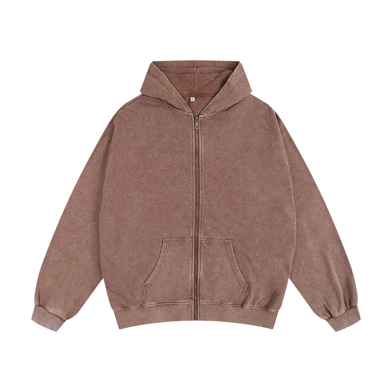 Oversized Heavy Zip Up Hoodie - Washed Finish