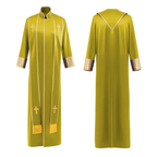 Traditional Pastor Robe With Vertical Cross Accents And Sleeve Trim Clergy Robe