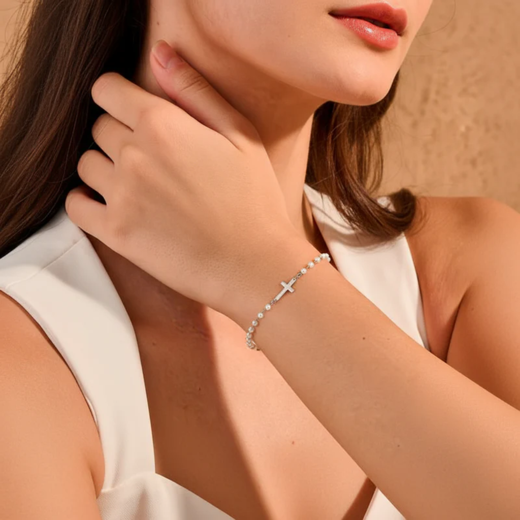 Eternal Pearl Bracelet with Cross | Women
