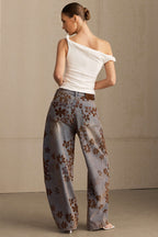 Baggy Jeans Women - Floral Print High Waist Denim-Tithesource-