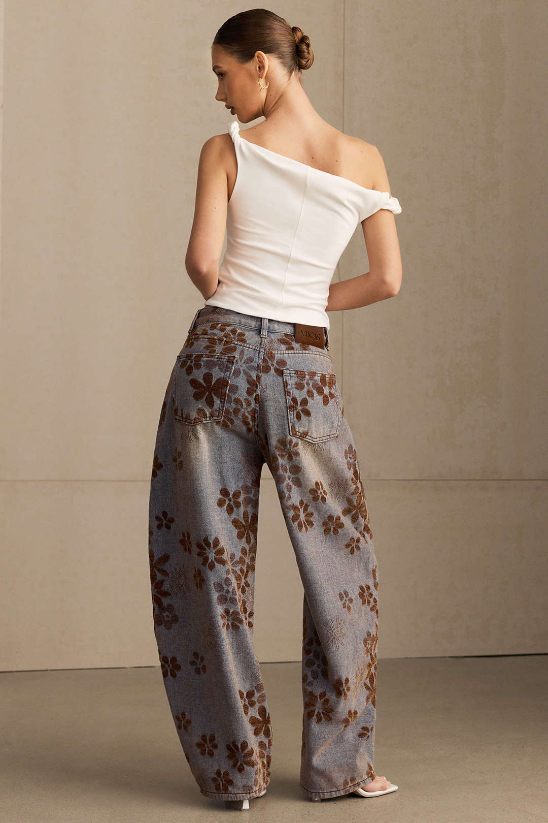 Baggy Jeans Women - Floral Print High Waist Denim-Tithesource-