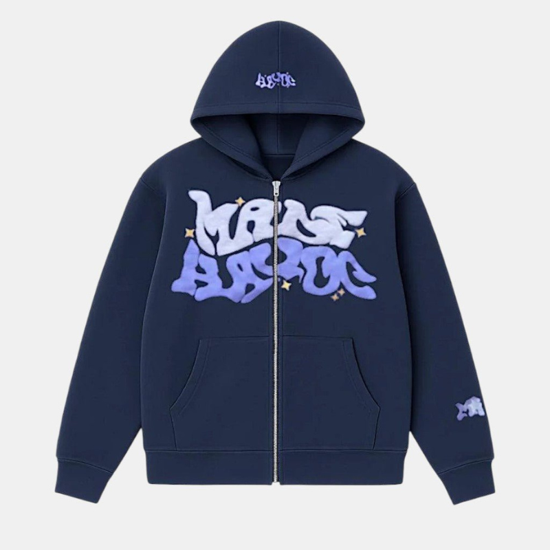 Oversized Zip Up Hoodie Streetwear Y2K-Tithesource-Blue-S-