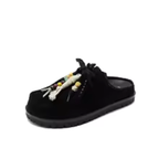 Mule Loafers Suede Slip On Backless Moccasin Beaded Chunky Sole