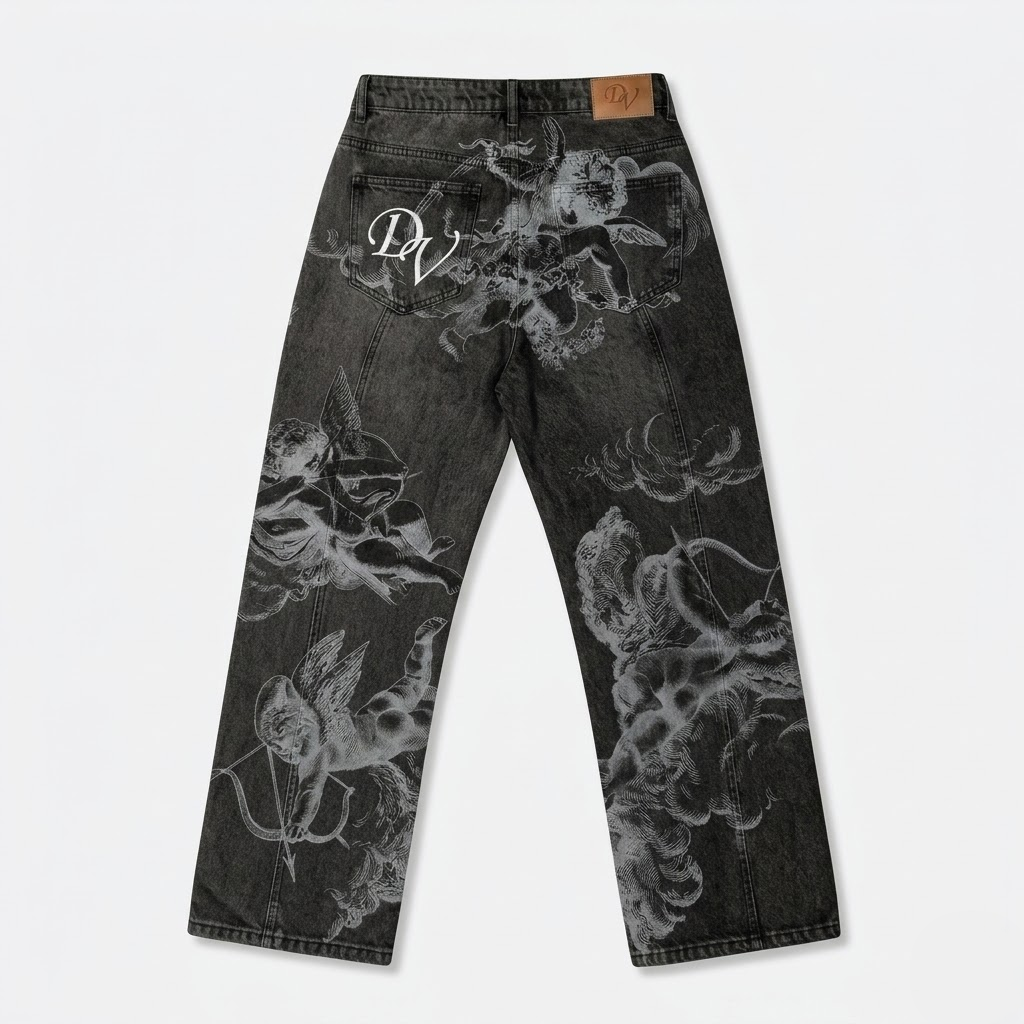 Y2k Angel Baggy Jeans Retro Streetwear Cupids Arrow-Tithesource-