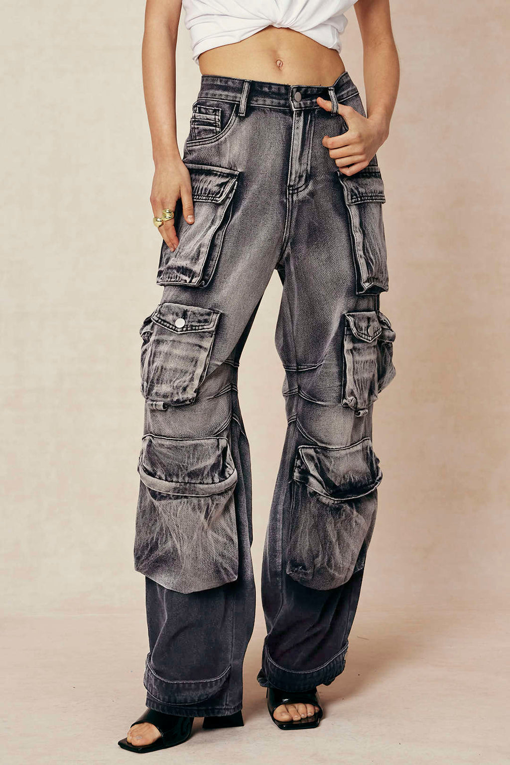 Cargo Jeans Women - Wide Leg Multi Pocket