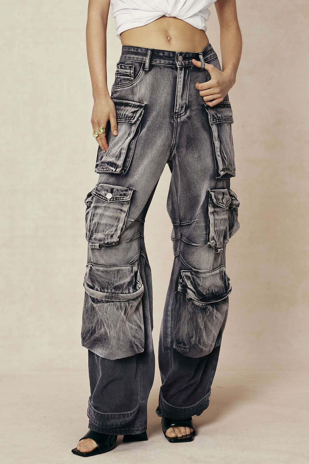 Cargo Jeans Women - Wide Leg Multi Pocket