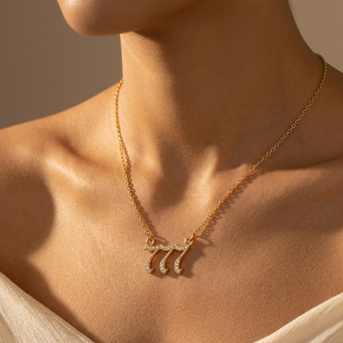 777 Angel Number Necklace for Women | Gold Cubic Zirconia Stainless Steel