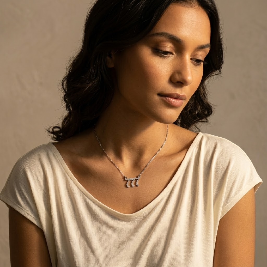 777 Angel Number Necklace for Women | Gold Cubic Zirconia Stainless Steel