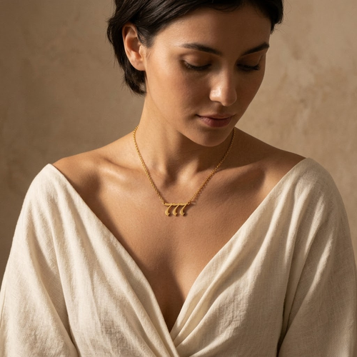 777 Angel Number Pendant Necklace for Women | Gold Stainless Steel