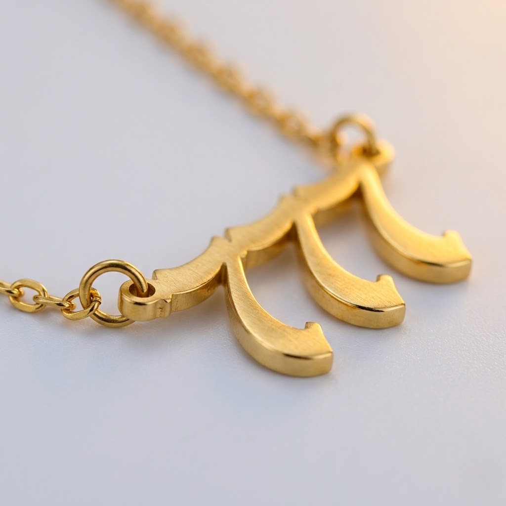777 Angel Number Pendant Necklace for Women | Gold Stainless Steel