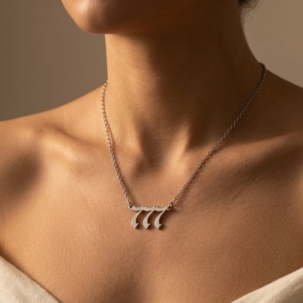 777 Angel Number Pendant Necklace for Women | Gold Stainless Steel