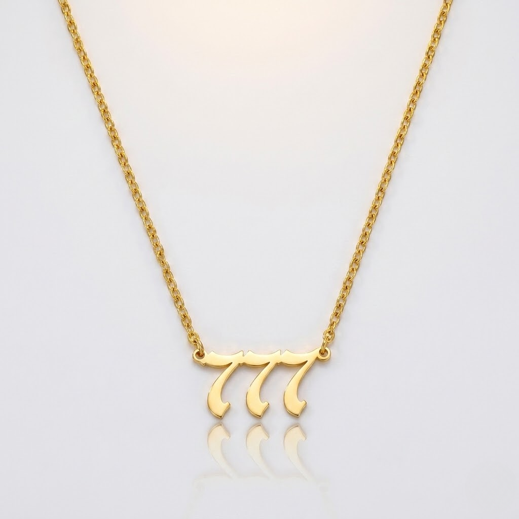 777 Angel Number Pendant Necklace for Women | Gold Stainless Steel