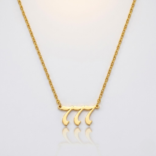 777 Angel Number Pendant Necklace for Women | Gold Stainless Steel