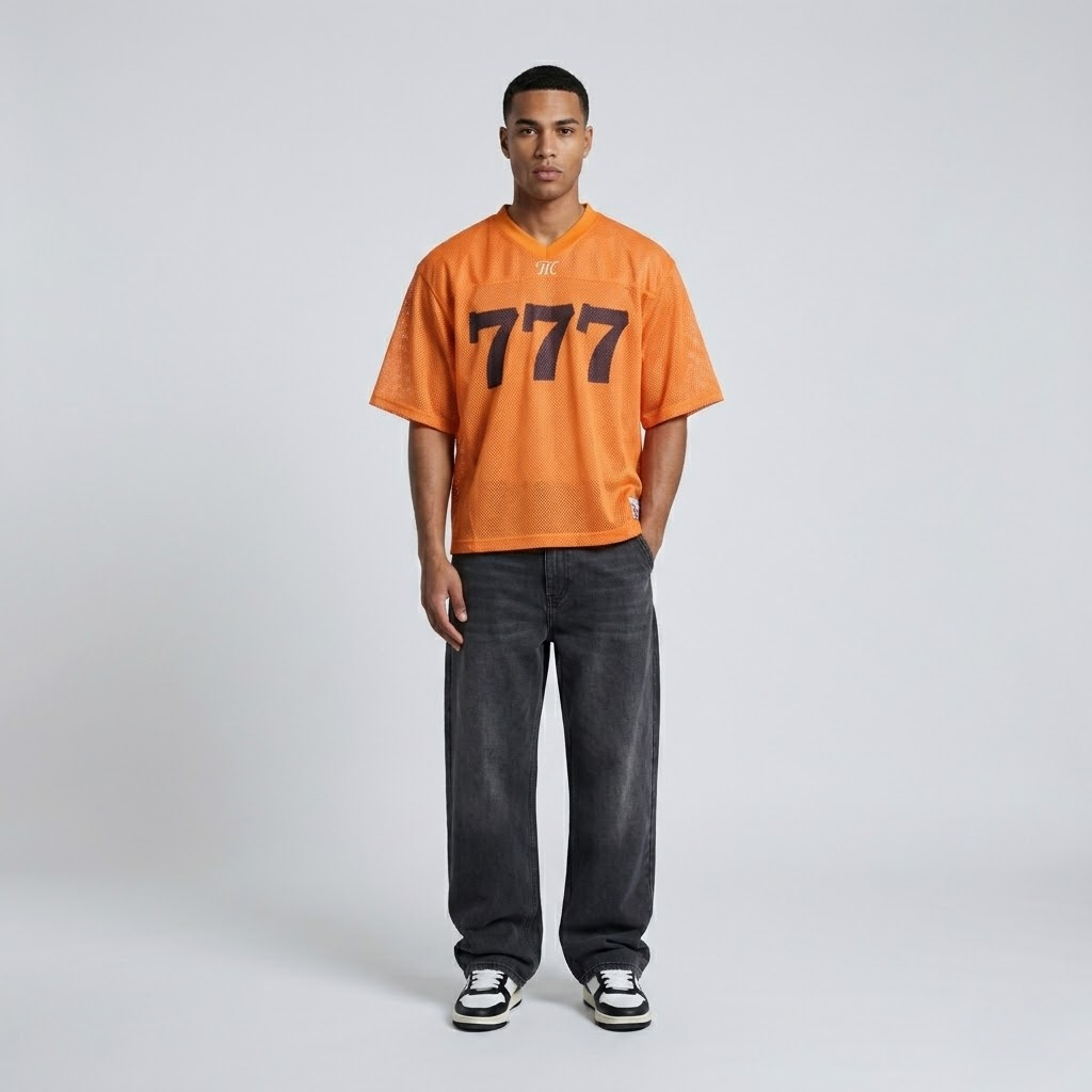 777 Men's Oversized Mesh T-Shirt Streetwear Jersey