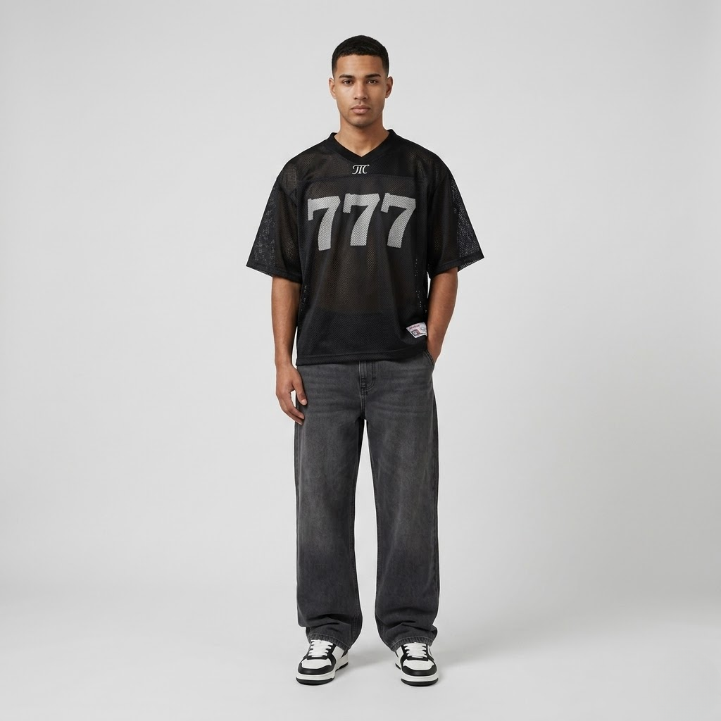 777 Men's Oversized Mesh T-Shirt Streetwear Jersey