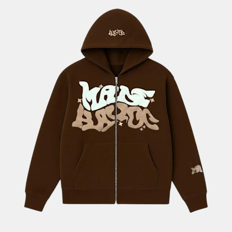 Oversized Zip Up Hoodie Streetwear Y2K-Tithesource-Brown-S-