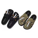 Mule Loafers Suede Slip On Backless Moccasin Beaded Chunky Sole