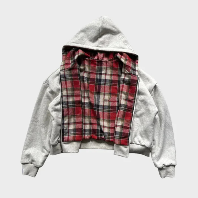 Oversized Zipper Hoodie Reversible Streetwear Y2K