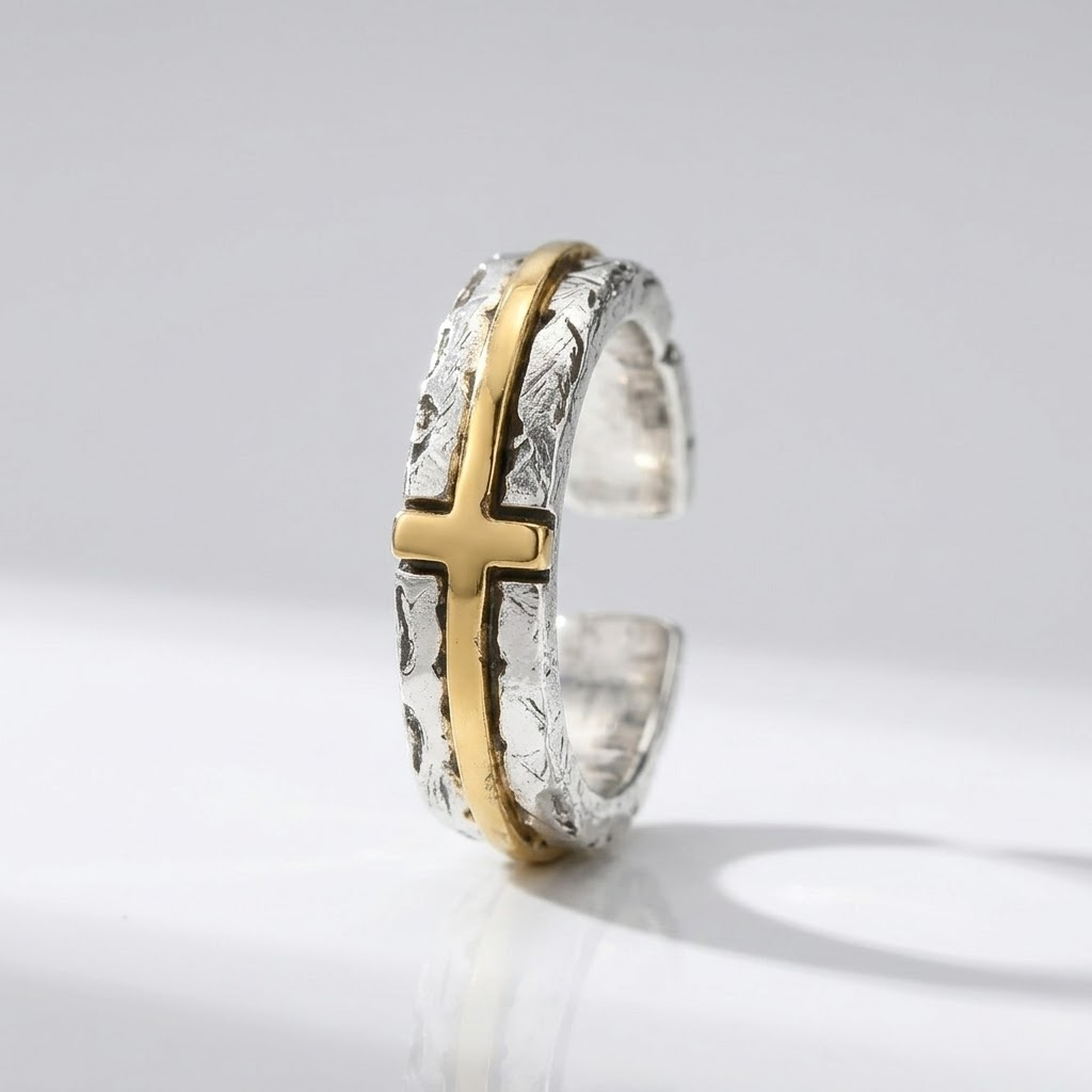 Adjustable Cross Ring Gold and Silver | Eternal Faith