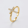 Adjustable Cubic Zirconia Cross Ring | Stainless Steel