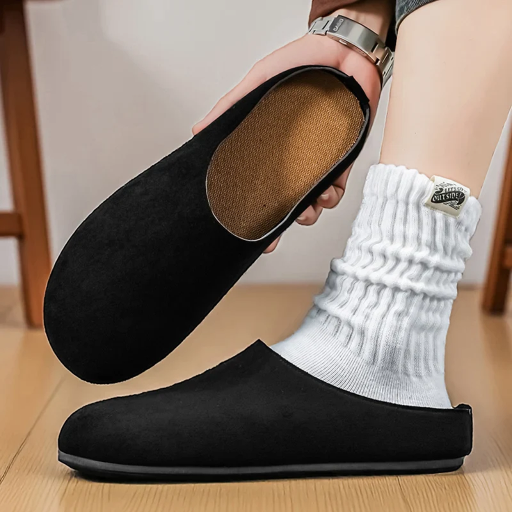 Clogs for Men Suede Mules - Amsterdam Cork Footbed