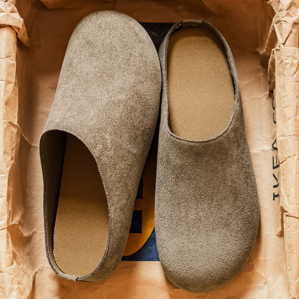 Clogs for Men Suede Mules - Amsterdam Cork Footbed