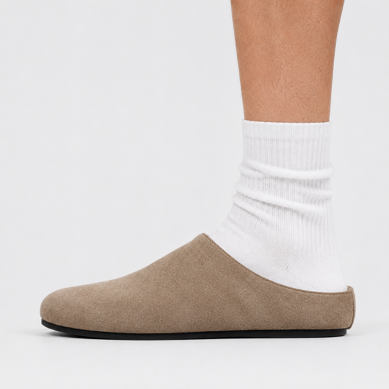 Clogs for Men Suede Mules - Amsterdam Cork Footbed