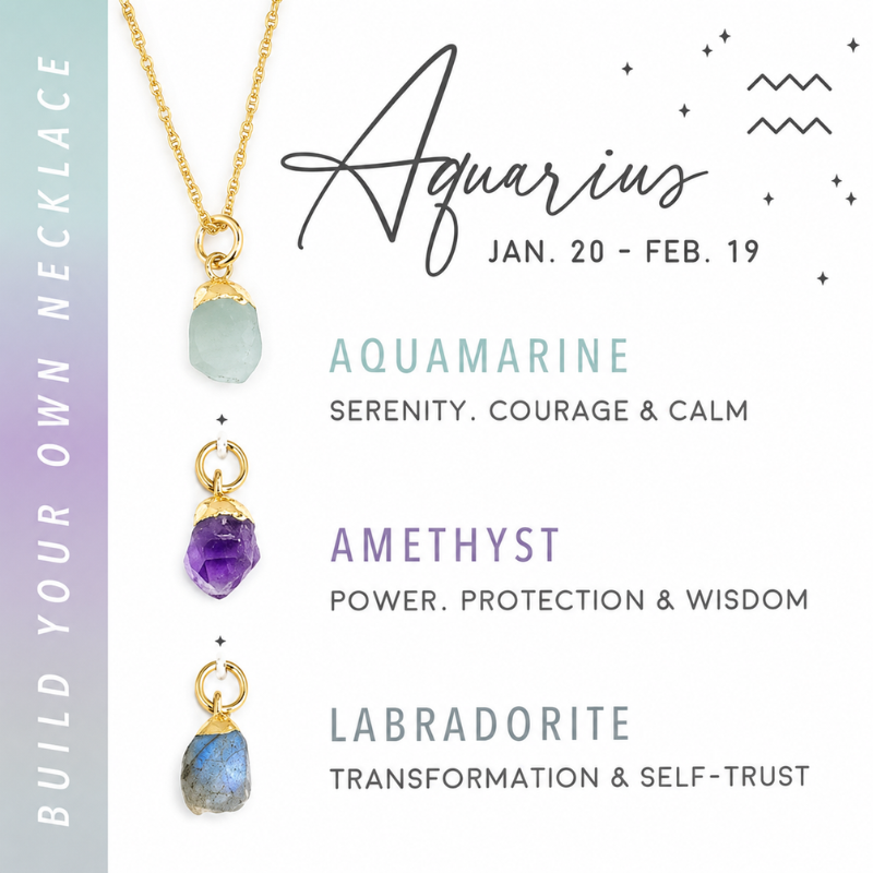 Zodiac Birthstone Necklace Gold Women