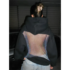 Backless Hoodie Women - Y2K Glitter Open Back