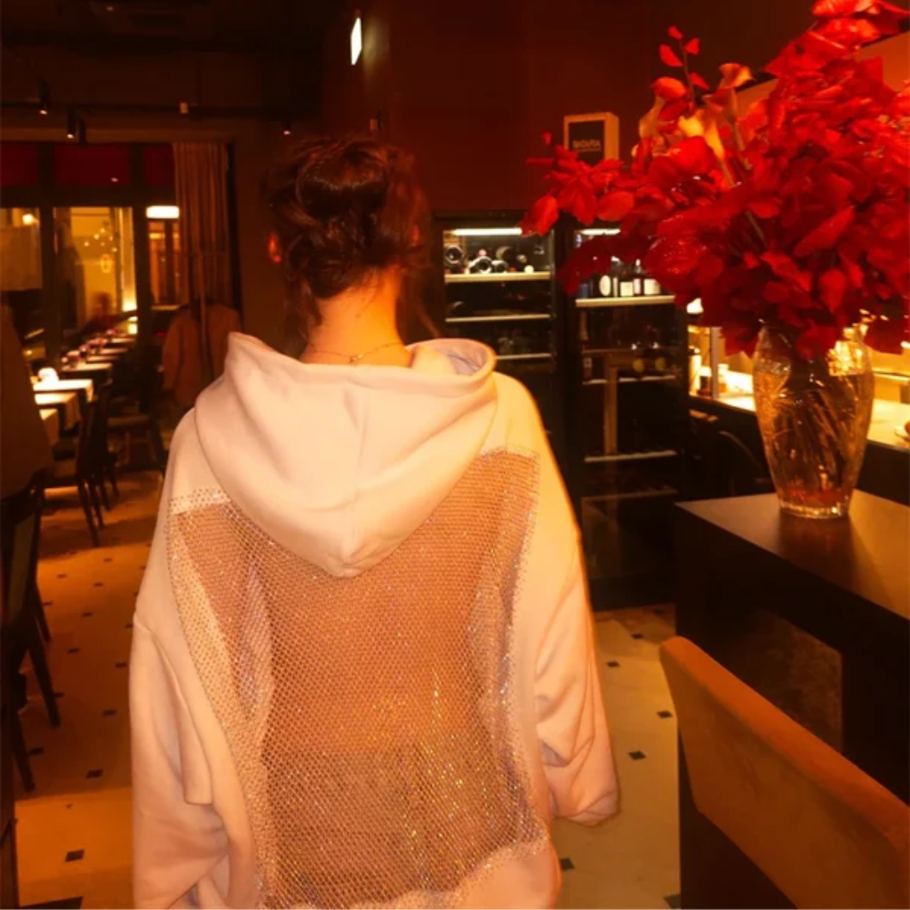 Backless Hoodie Women - Y2K Glitter Open Back