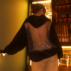 Backless Hoodie Women - Y2K Glitter Open Back