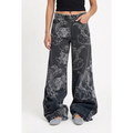 Baggy Black Jeans Women - Dragon Print Y2K