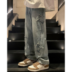 Baggy Jeans - Embroidered Star Y2K Denim-Tithesource-