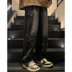 Baggy Jeans - Embroidered Star Y2K Denim-Tithesource-