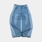 Baggy Jeans Embroidered - Striped Wide Leg Denim-Tithesource-Blue-S-