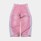 Baggy Jeans Embroidered - Striped Wide Leg Denim-Tithesource-Pink-S-