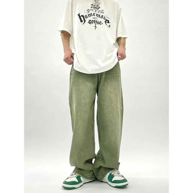 Baggy Jeans Men Green - Oversized Streetwear Denim