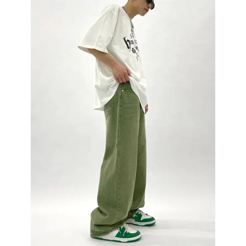 Baggy Jeans Men Green - Oversized Streetwear Denim